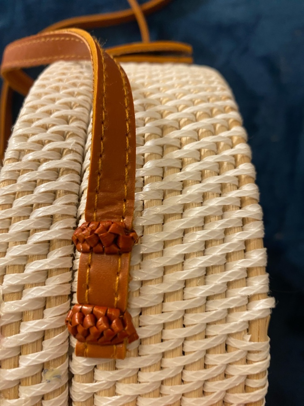 Round Woven Colourful Rattan Crossbody Bag - Made in Bali - Picture 8 of 10